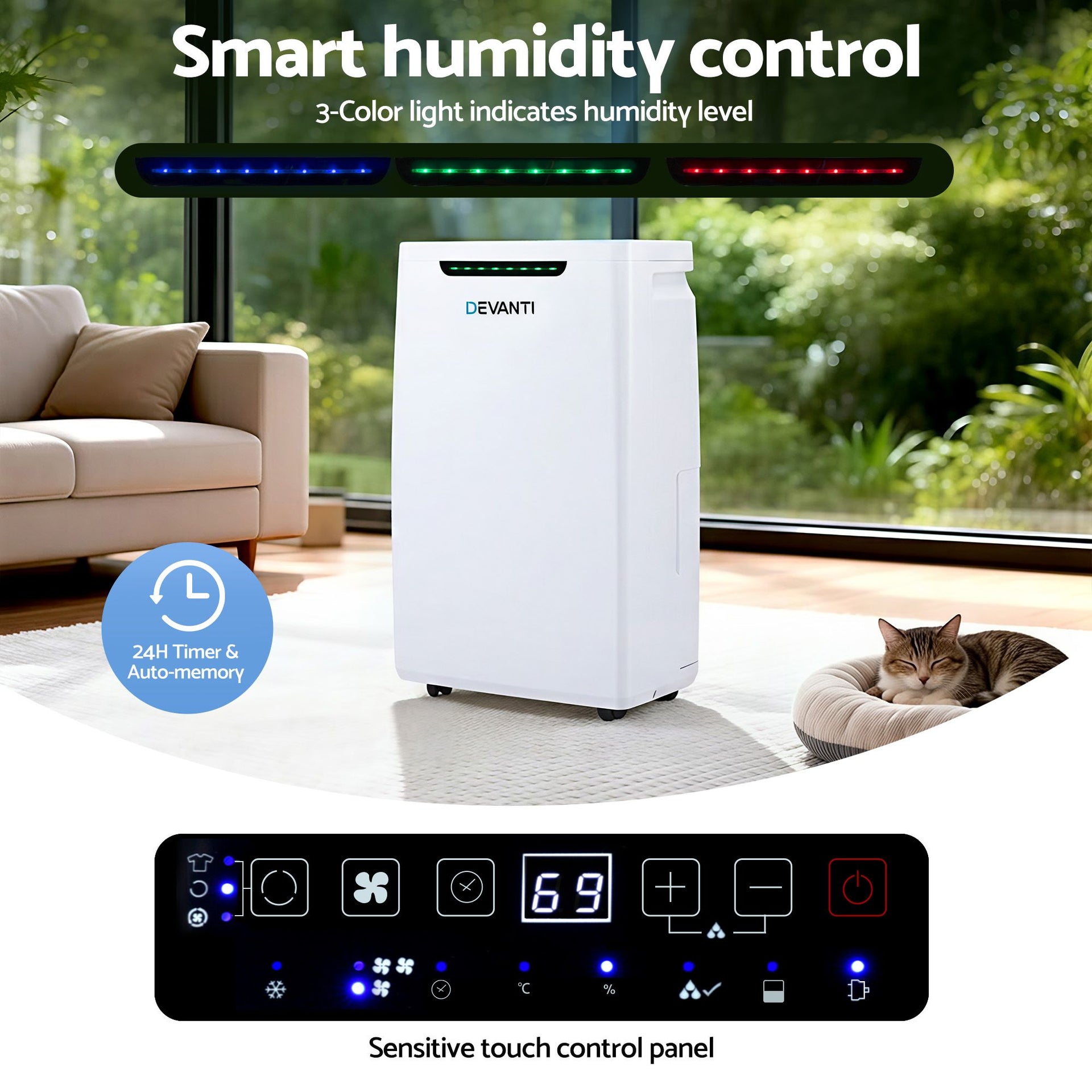Devanti 16L Dehumidifier Portable Air Dryer Moisture Absorber 5.5L Water Tank Home Awezingly
