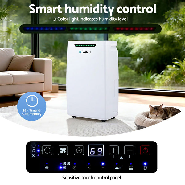 Devanti 16L Dehumidifier Portable Air Dryer Moisture Absorber 5.5L Water Tank Home Awezingly