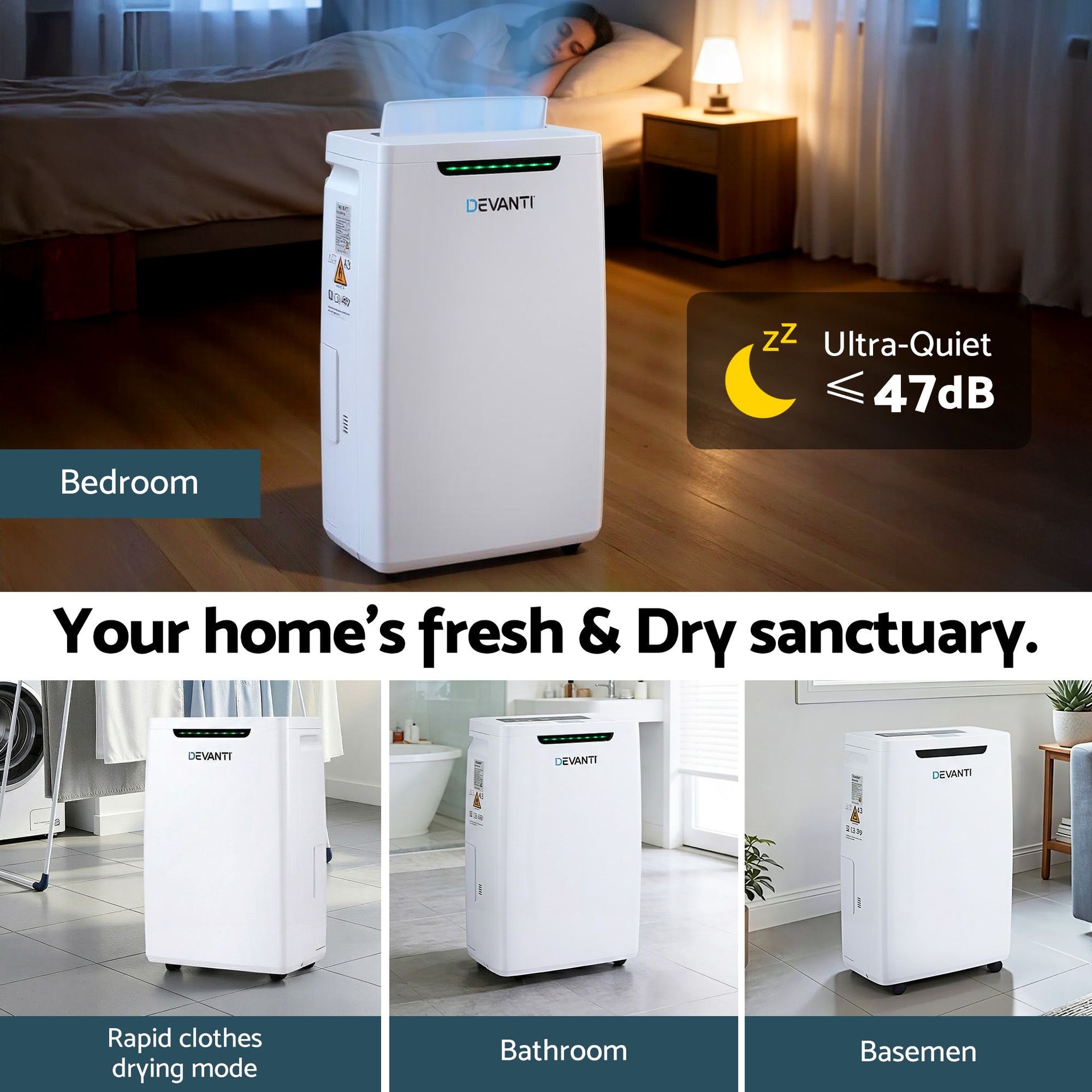 Devanti 16L Dehumidifier Portable Air Dryer Moisture Absorber 5.5L Water Tank Home Awezingly