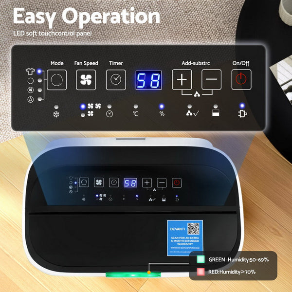 Devanti Dehumidifier 20L Air Purifier White Devanti