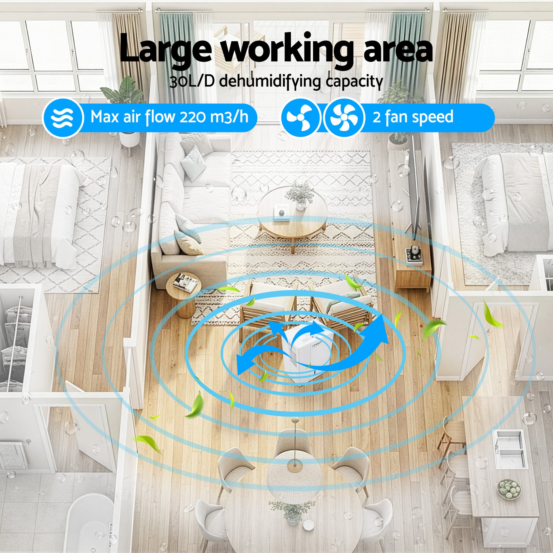 Devanti 30L/Day Dehumidifier Home Air Dryer Mould Moisture 4.7L Tank Awezingly