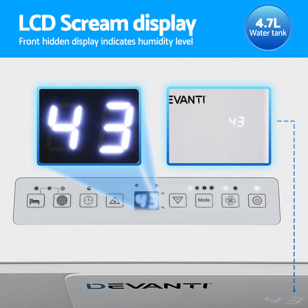 Devanti 30L/Day Dehumidifier Home Air Dryer Mould Moisture 4.7L Tank Awezingly
