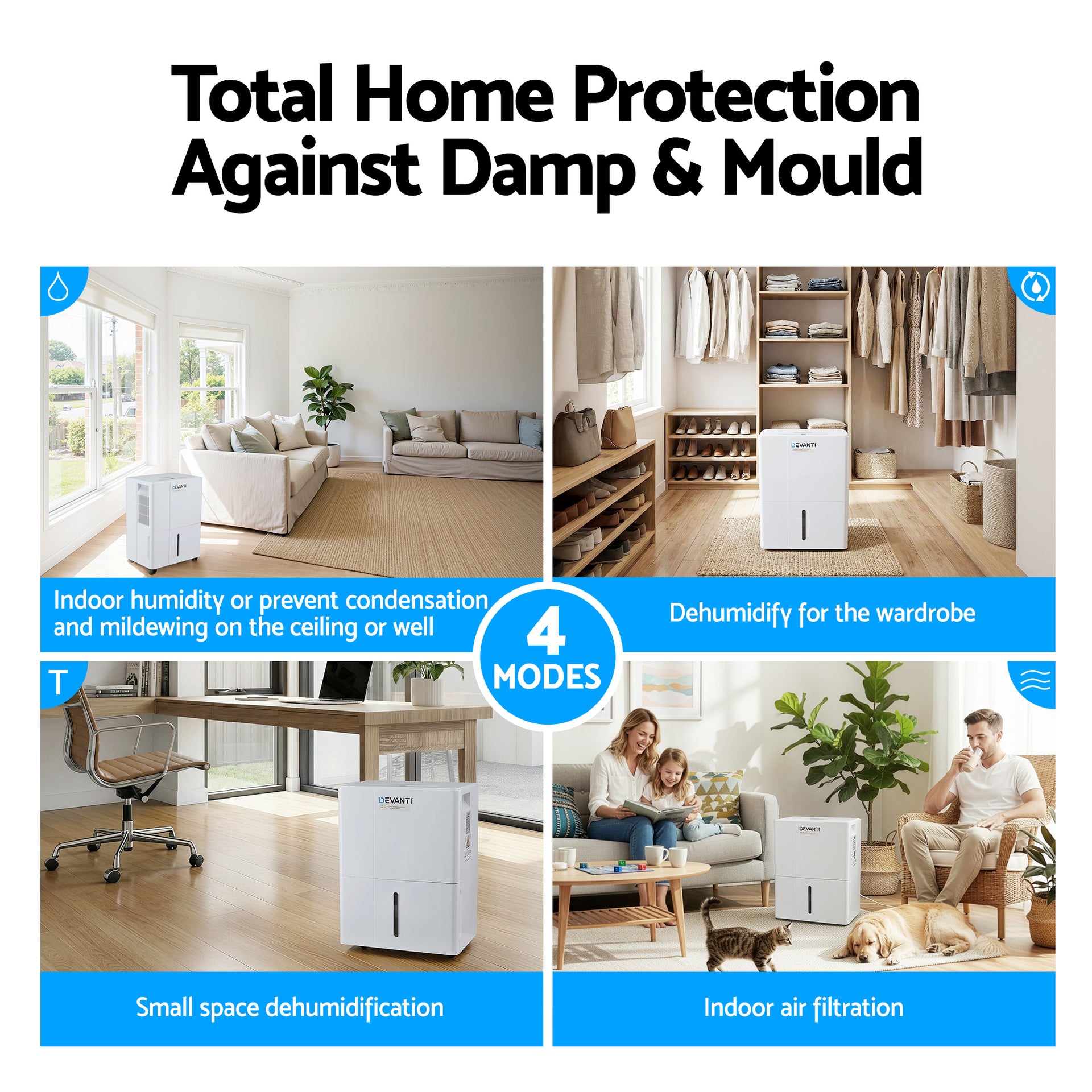 Devanti 30L/Day Dehumidifier Home Air Dryer Mould Moisture 4.7L Tank Awezingly