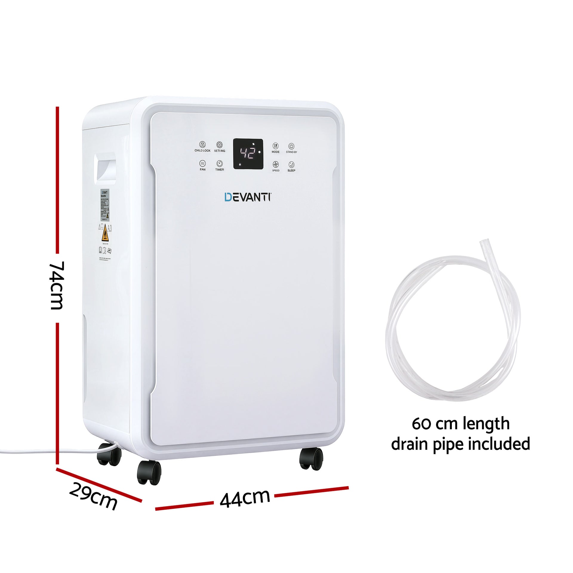 Devanti 50L/Day Dehumidifier Home Air Dryer Mould Moisture 8.5L Tank Awezingly