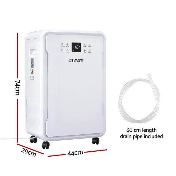 Devanti 50L/Day Dehumidifier Home Air Dryer Mould Moisture 8.5L Tank Awezingly