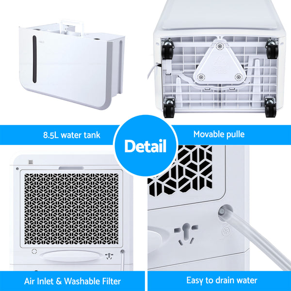 Devanti 50L/Day Dehumidifier Home Air Dryer Mould Moisture 8.5L Tank Awezingly