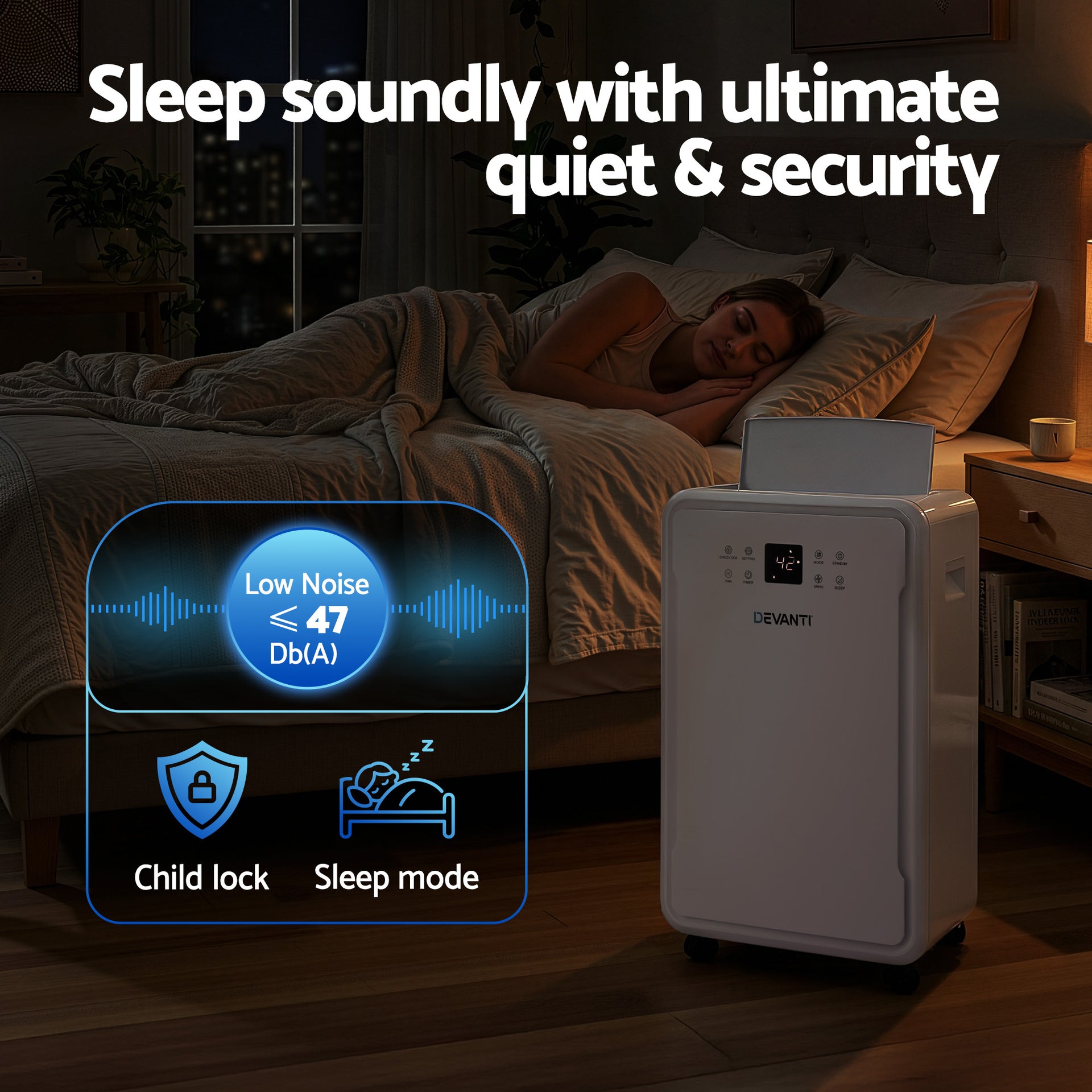 Devanti 50L/Day Dehumidifier Home Air Dryer Mould Moisture 8.5L Tank Awezingly