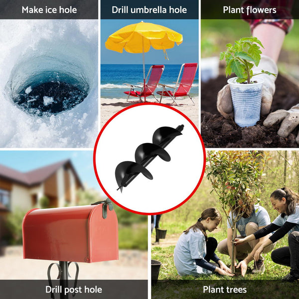GIANTZ Post Hole Digger Auger Drill Bit 300mm with 80cm Extension Shaft Black Awezingly