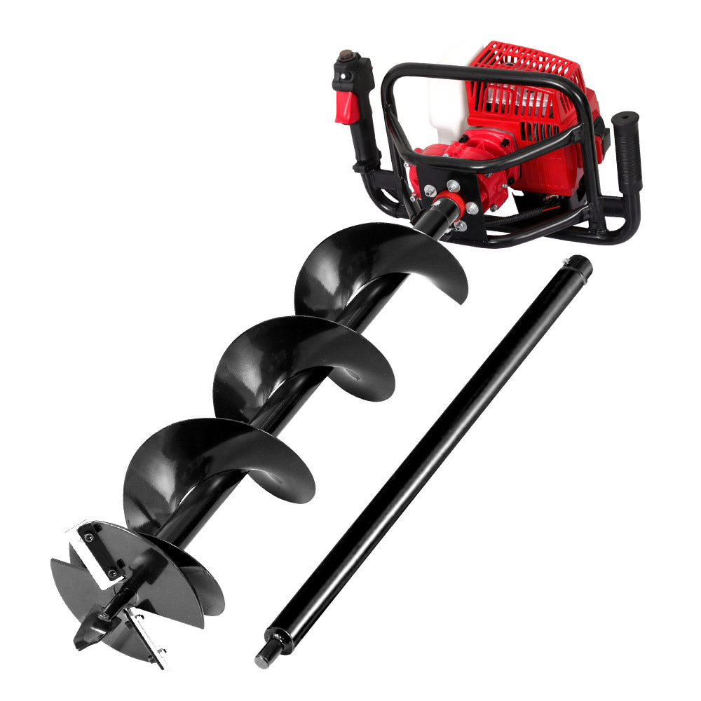 Giantz 92CC Post Hole Digger 200mm Petrol Drill Extension Auger Bits Giantz
