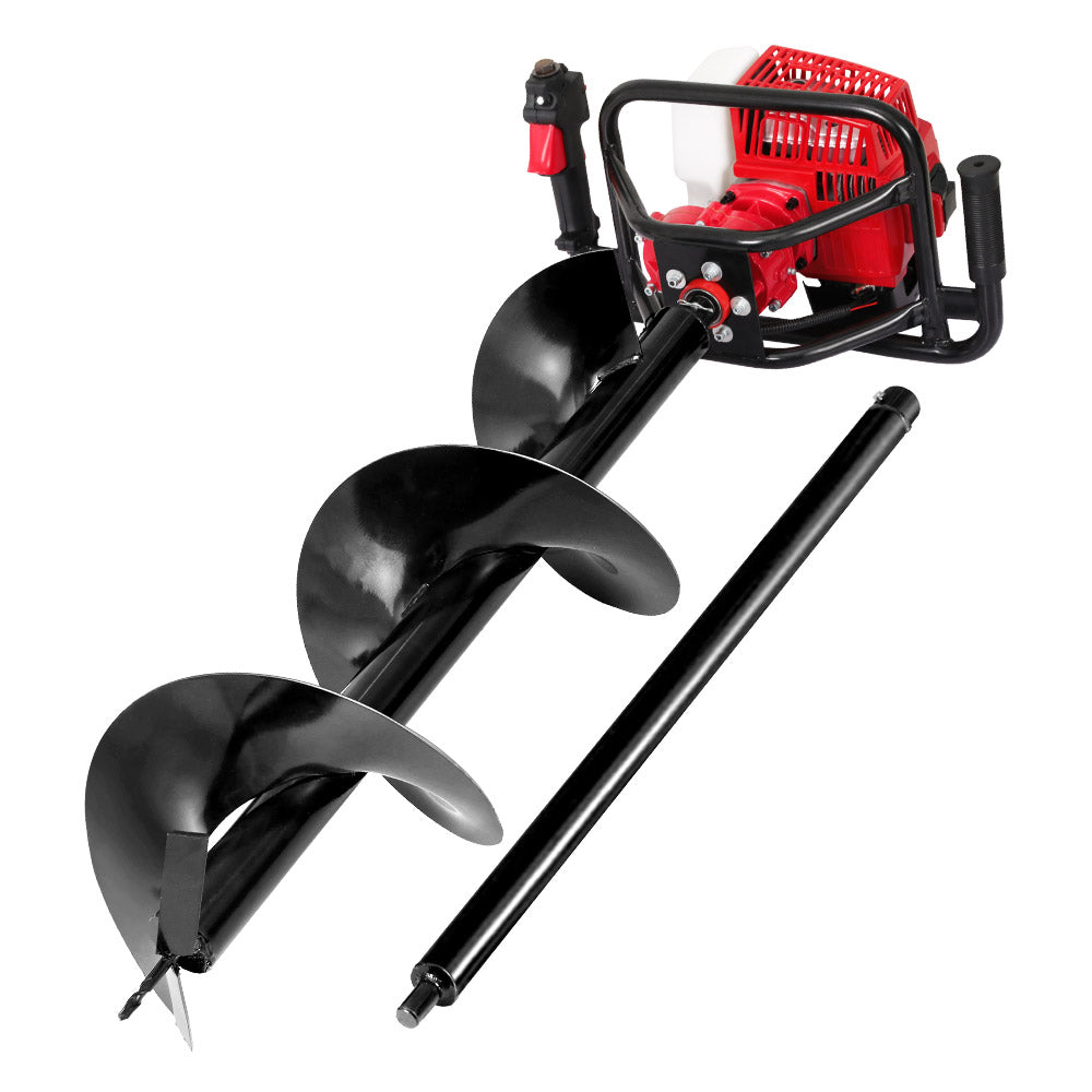 Giantz 92CC Post Hole Digger 300mm Petrol Drill Extension Auger Bits Giantz