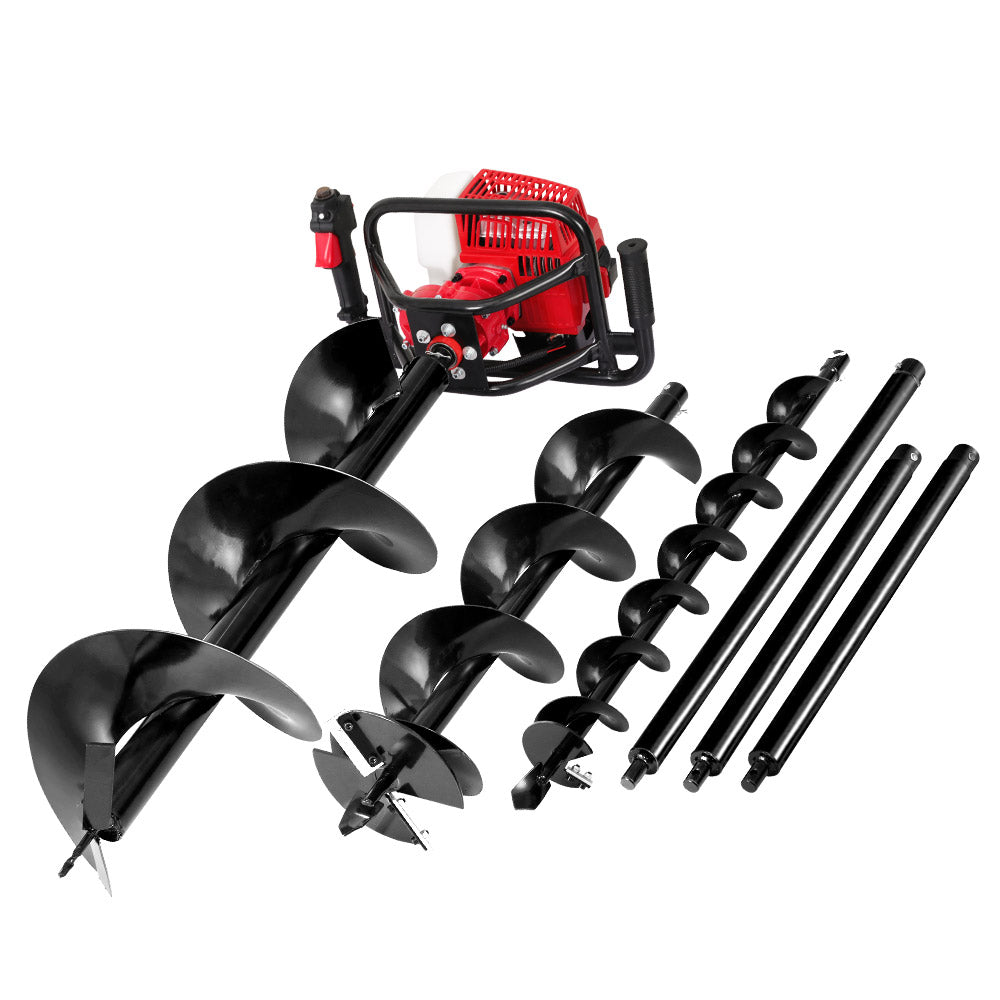 Giantz Post Hole Digger 92CC Petrol Motor Drill Extension Auger Bits Kits Giantz