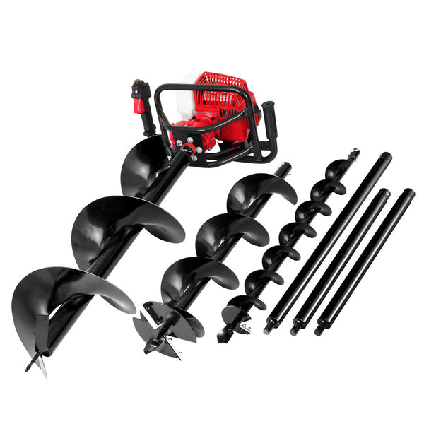 Giantz Post Hole Digger 92CC Petrol Motor Drill Extension Auger Bits Kits Giantz