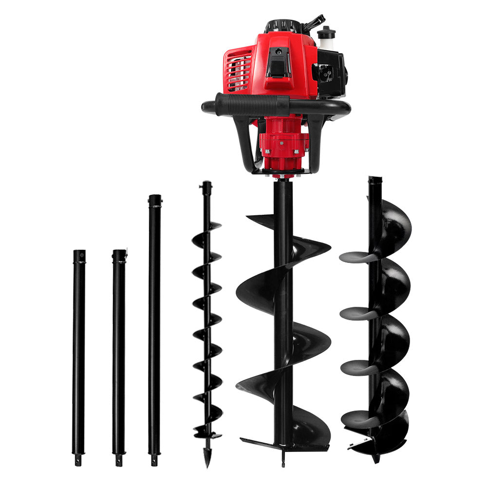 Giantz Post Hole Digger 92CC Petrol Motor Drill Extension Auger Bits Kits Giantz