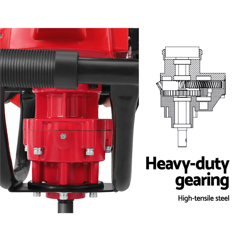 Giantz Post Hole Digger 92CC Petrol Motor Drill Extension Auger Bits Kits Giantz