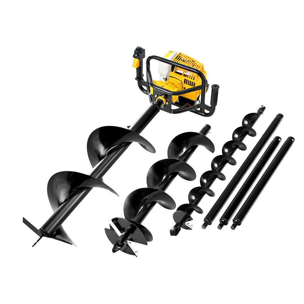 Giantz 82CC Post Hole Digger Petrol Motor Drill Extension Auger Bits Kits Giantz