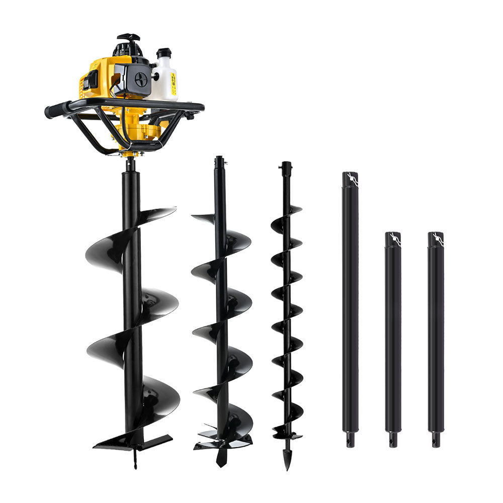 Giantz 82CC Post Hole Digger Petrol Motor Drill Extension Auger Bits Kits Giantz