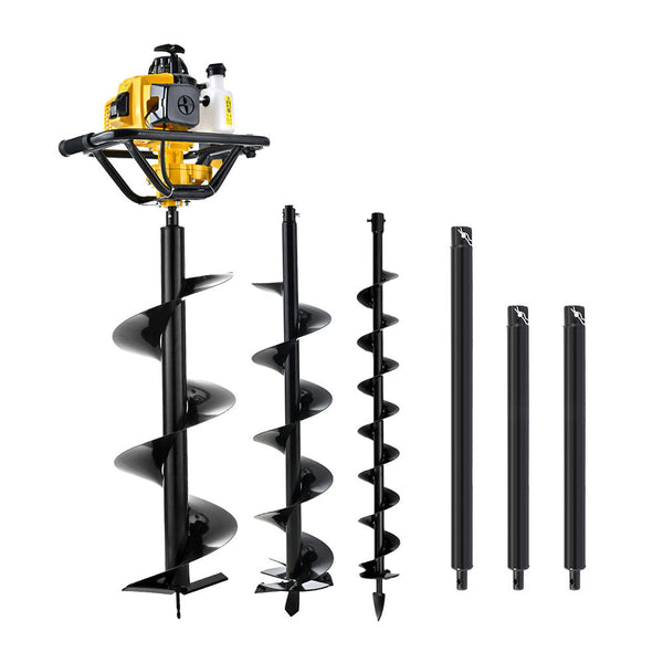 Giantz 82CC Post Hole Digger Petrol Motor Drill Extension Auger Bits Kits Giantz