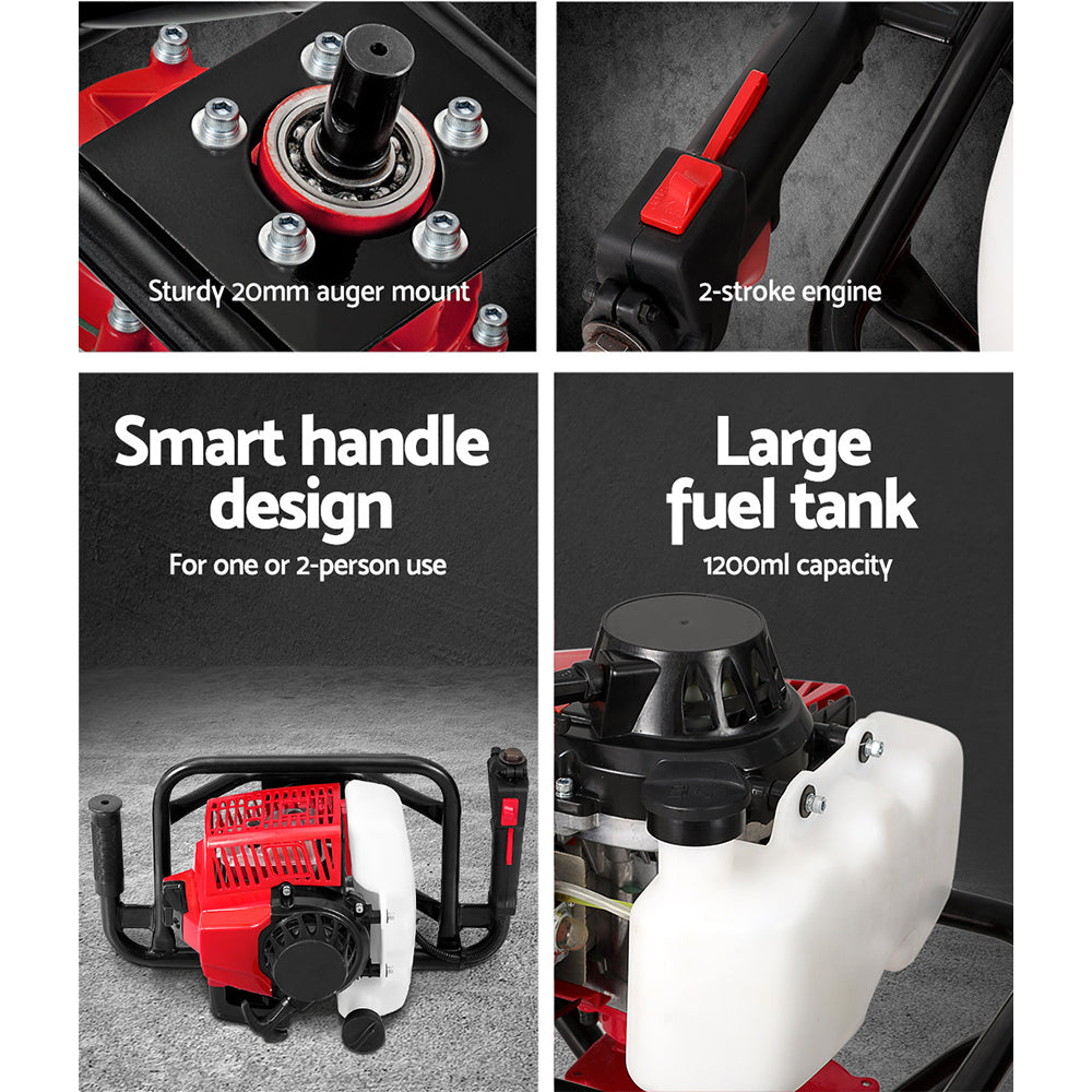 Giantz 92CC Post Hole Digger Motor Only Engine Petrol Red Giantz