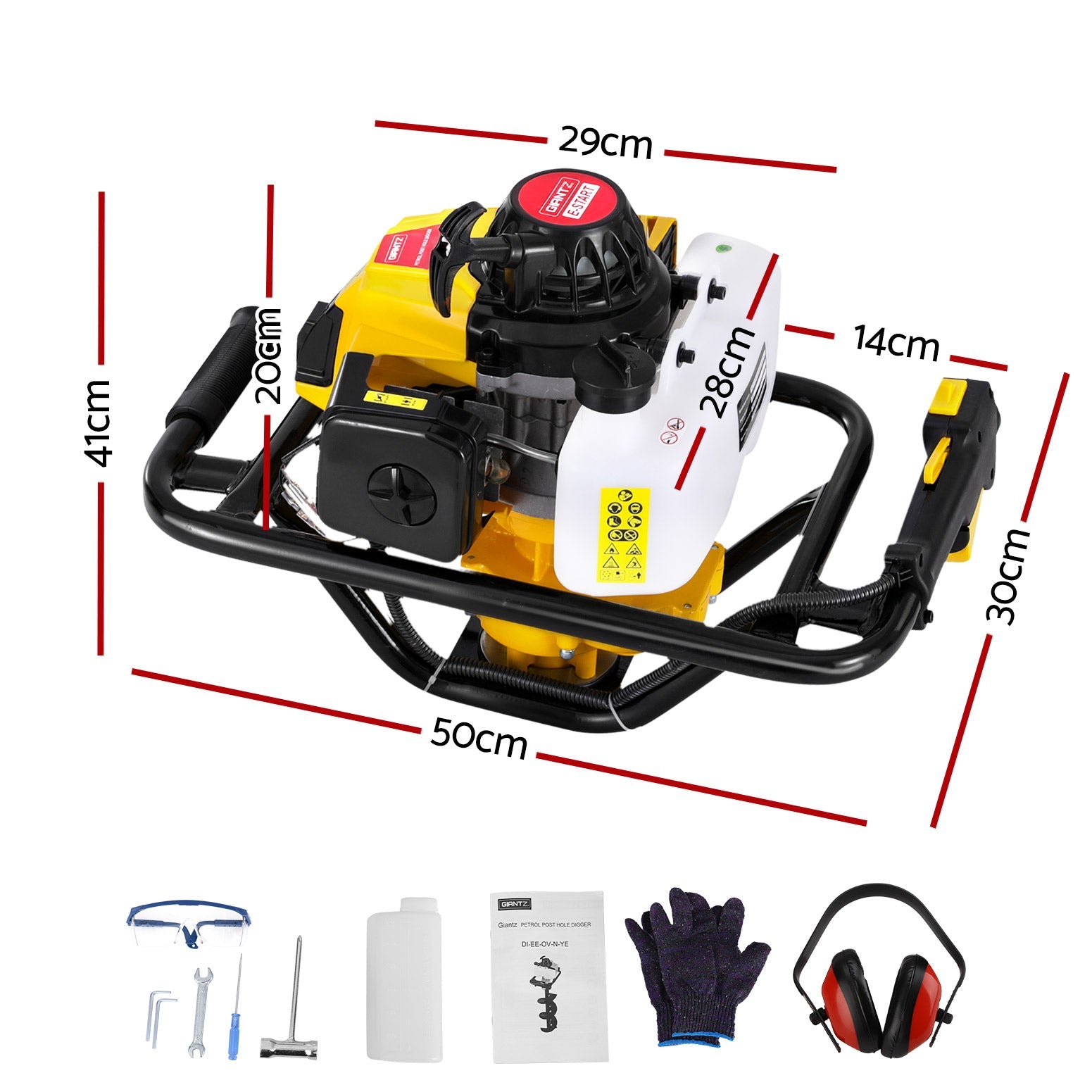 Giantz 82CC Post Hole Digger Motor Only Petrol Engine Yellow GIANTZ