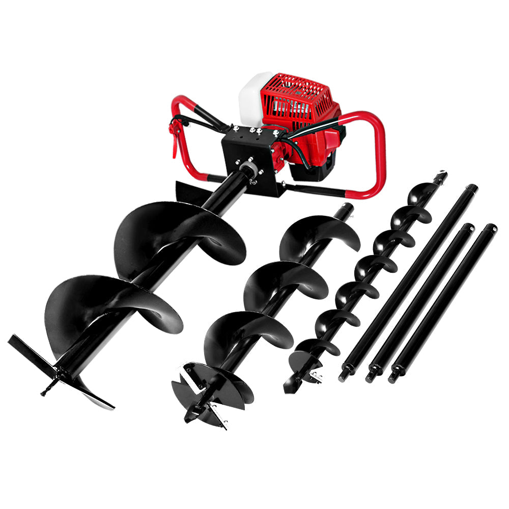 Giantz 80CC Post Hole Digger Petrol Motor Drill Extension Auger Bits Kits Giantz