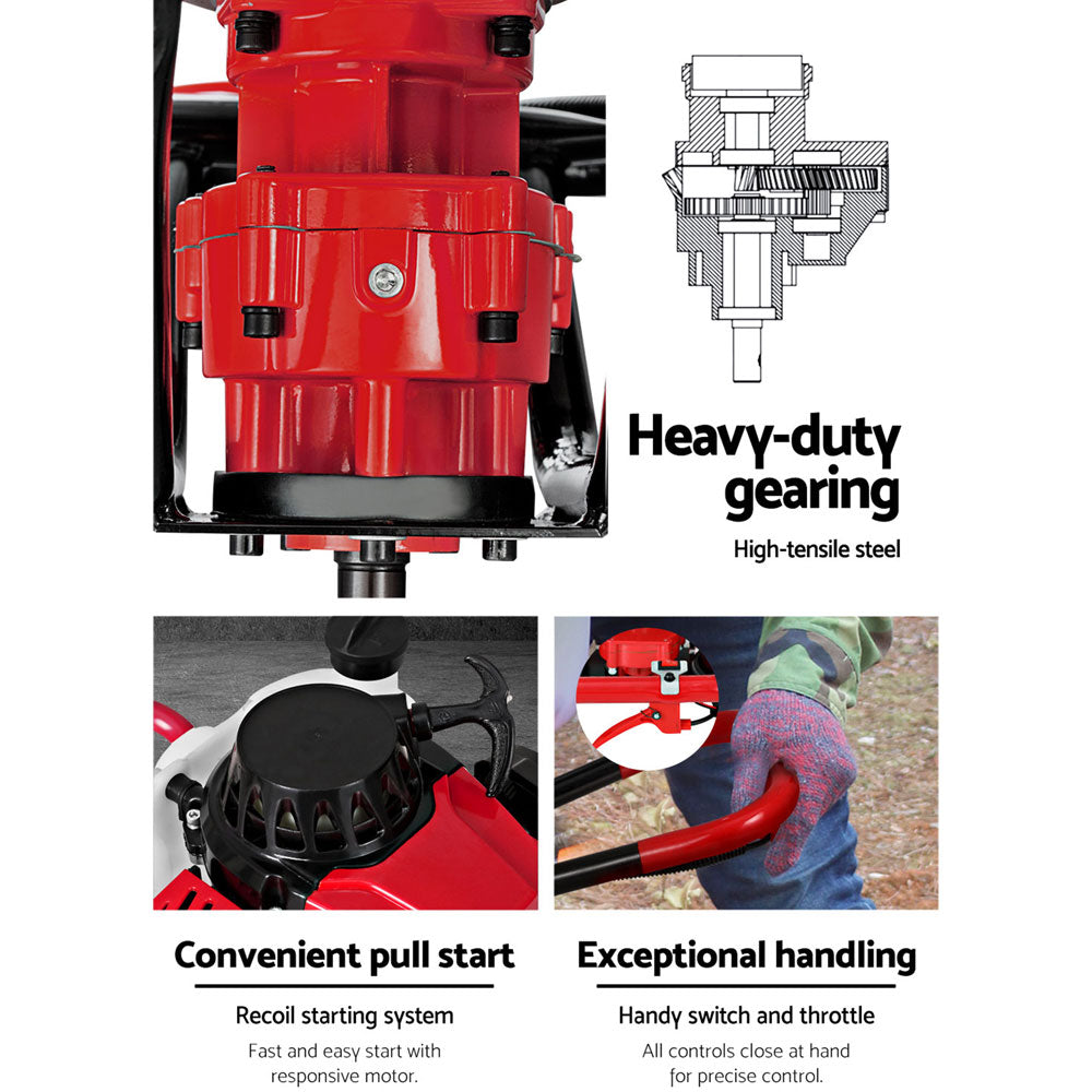 Giantz 80CC Post Hole Digger Petrol Motor Drill Extension Auger Bits Kits Giantz