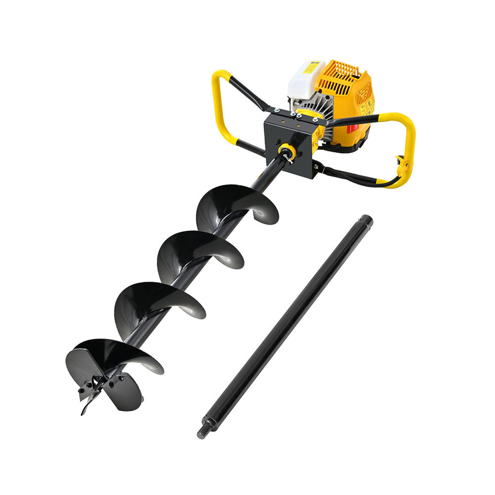 Giantz 74CC Post Hole Digger 200mm Petrol Drill Auger Extension Bits Giantz