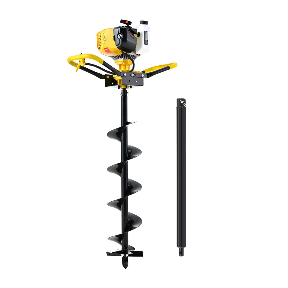 Giantz 74CC Post Hole Digger 200mm Petrol Drill Auger Extension Bits Giantz