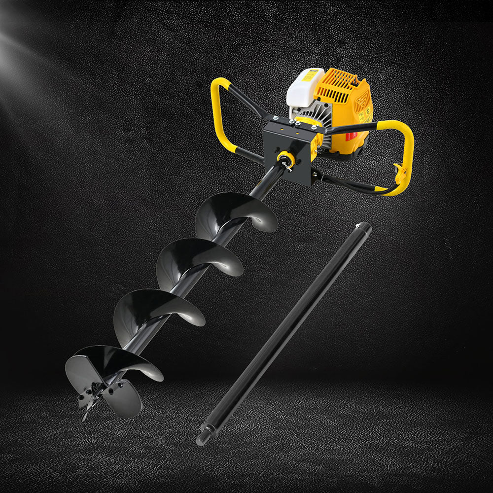 Giantz 74CC Post Hole Digger 200mm Petrol Drill Auger Extension Bits Giantz