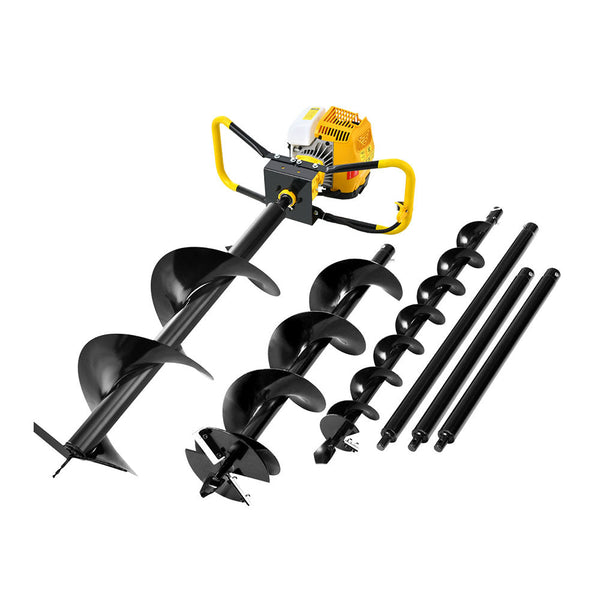 Giantz 74CC Post Hole Digger Petrol Motor Drill Extension Auger Bits Kits Giantz