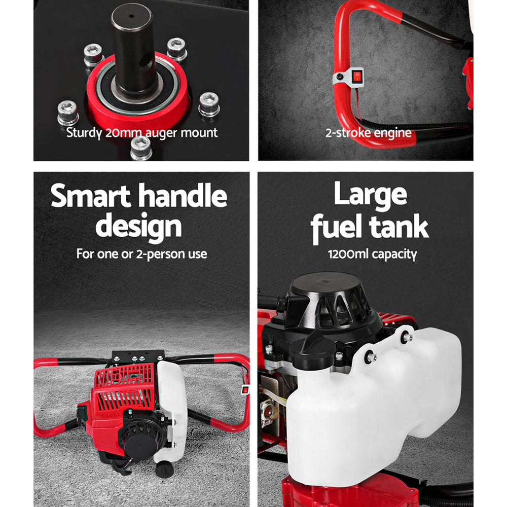 Giantz 80CC Petrol Post Hole Digger Motor Only Engine Red Giantz