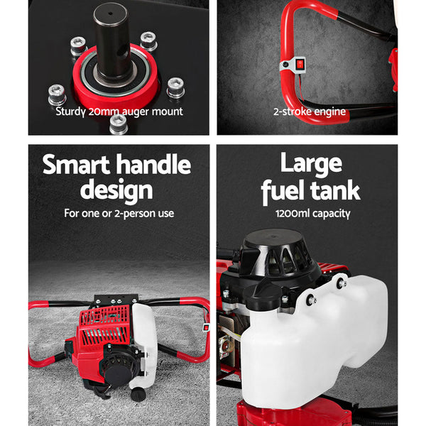 Giantz 80CC Petrol Post Hole Digger Motor Only Engine Red Giantz