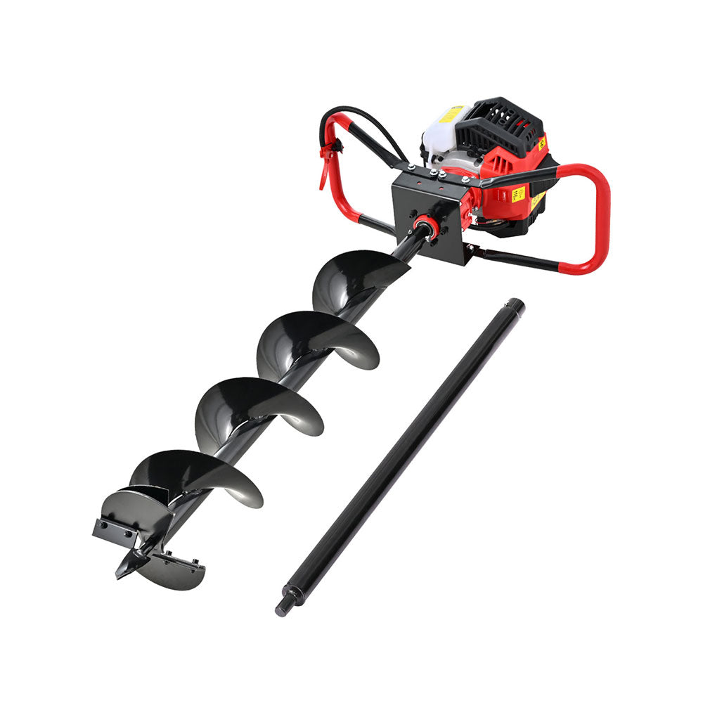 Giantz 65CC Post Hole Digger 200mm Petrol Drill Auger Extension Bits Giantz