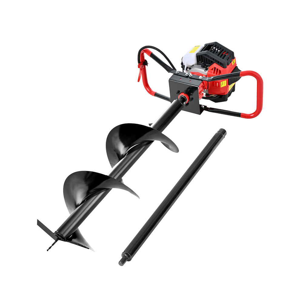 Giantz 65CC Post Hole Digger 300mm Petrol Drill Auger Extension Bits Giantz