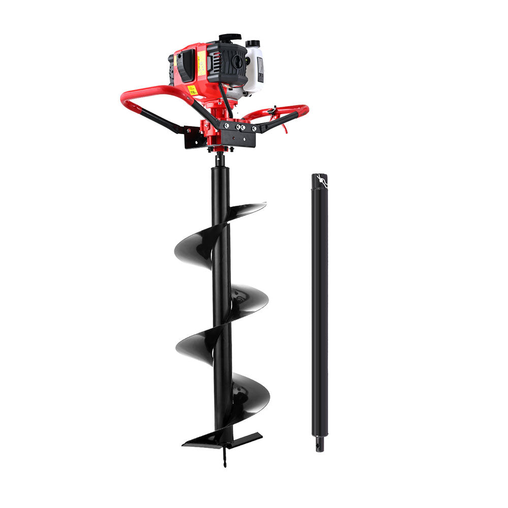 Giantz 65CC Post Hole Digger 300mm Petrol Drill Auger Extension Bits Giantz