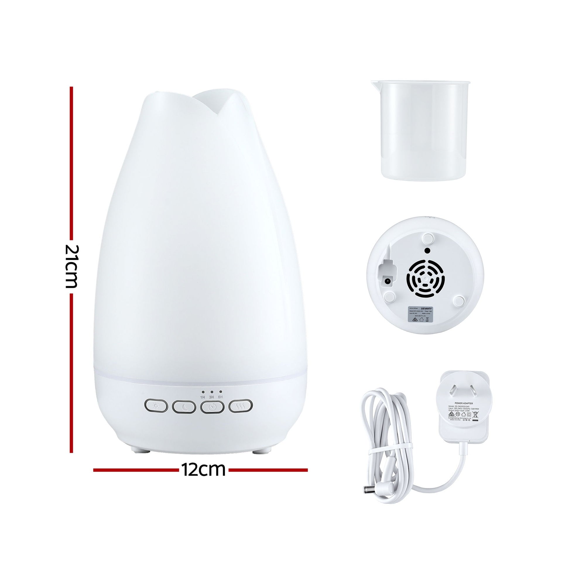 Devanti Ultrasonic Essential Oil Aroma Diffuser Aromatherapy Cool Mist Humidifier w/ LED Light 300ml Awezingly