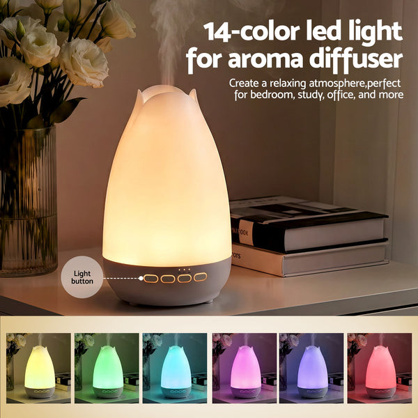 Devanti Ultrasonic Essential Oil Aroma Diffuser Aromatherapy Cool Mist Humidifier w/ LED Light 300ml Awezingly