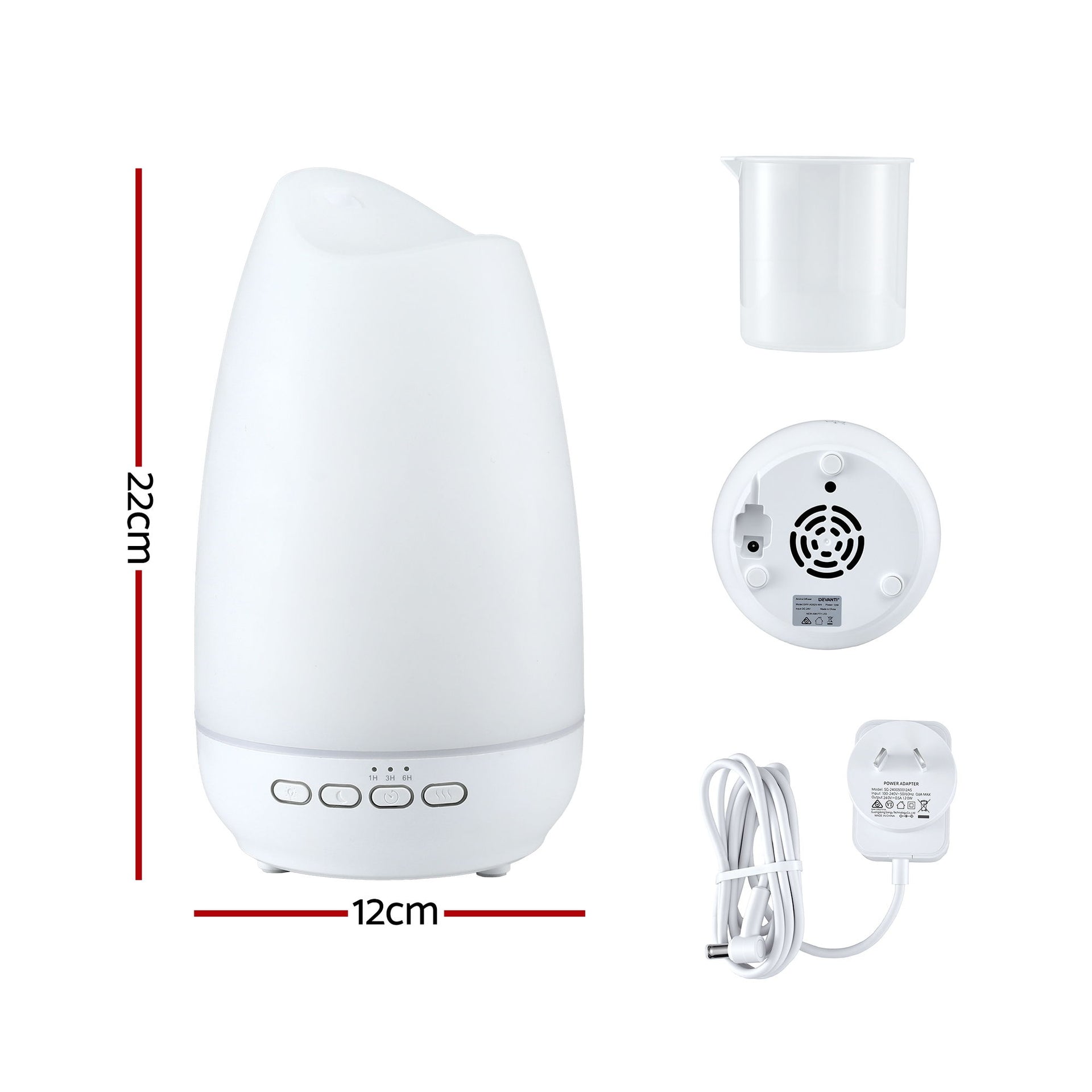 Devanti Ultrasonic Essential Oil Aroma Diffuser Aromatherapy Cool Mist Humidifier w/ LED Light 300ml Awezingly