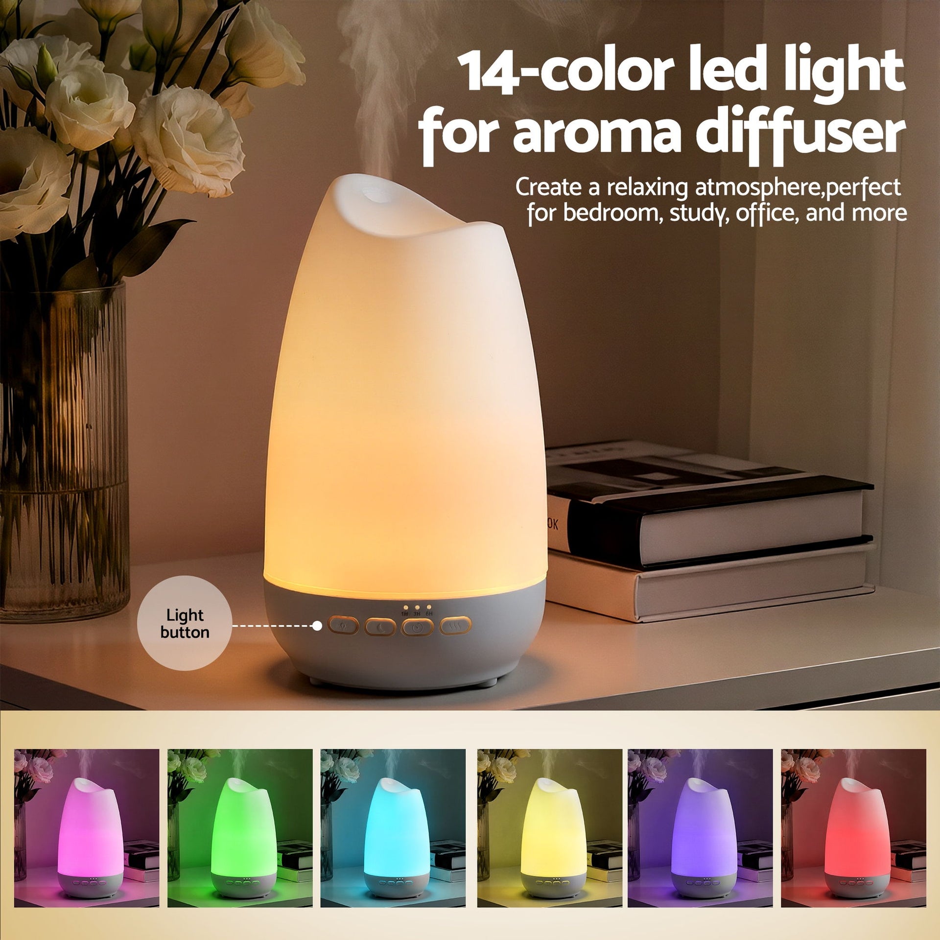 Devanti Ultrasonic Essential Oil Aroma Diffuser Aromatherapy Cool Mist Humidifier w/ LED Light 300ml Awezingly