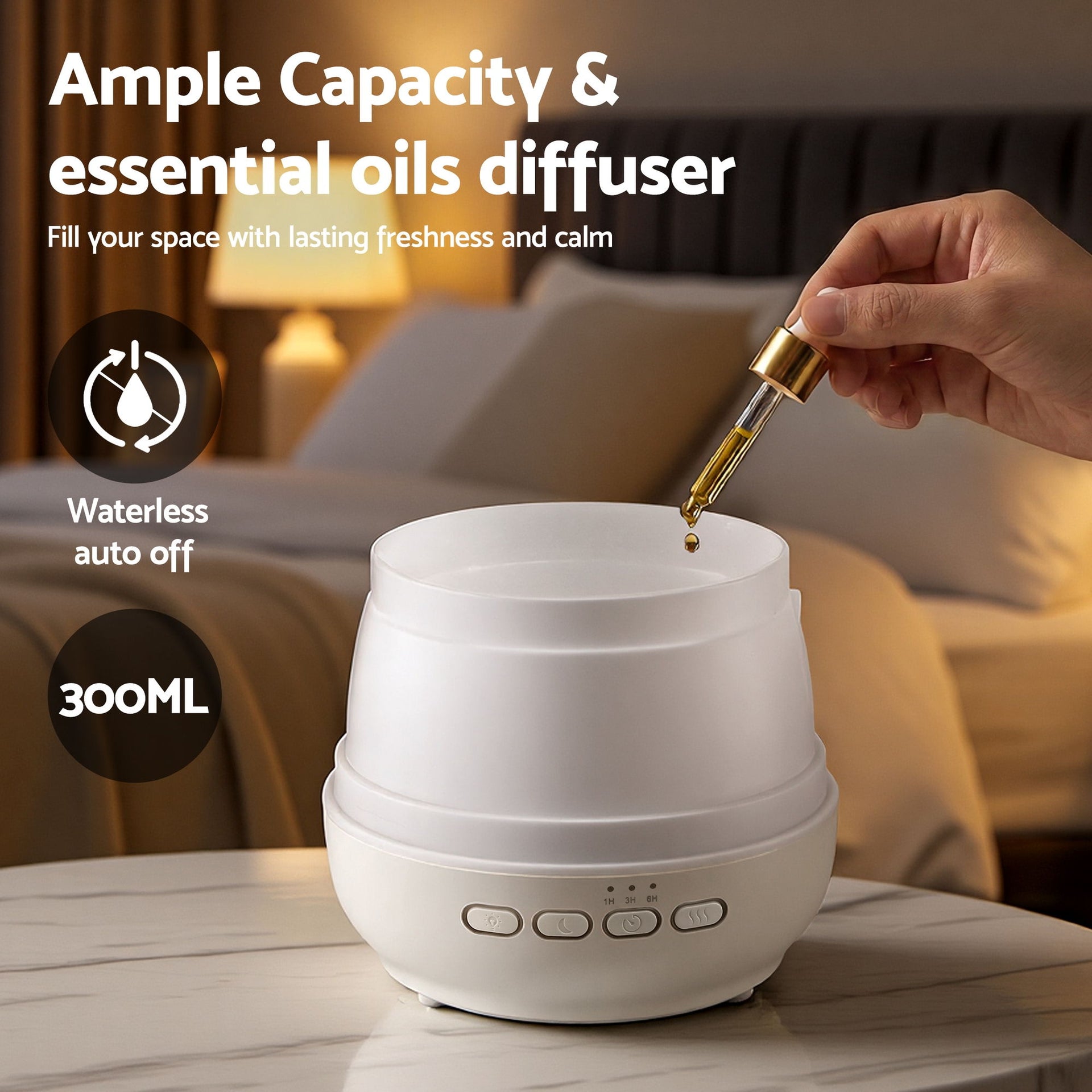 Devanti Ultrasonic Essential Oil Aroma Diffuser Aromatherapy Cool Mist Humidifier w/ LED Light 300ml Awezingly