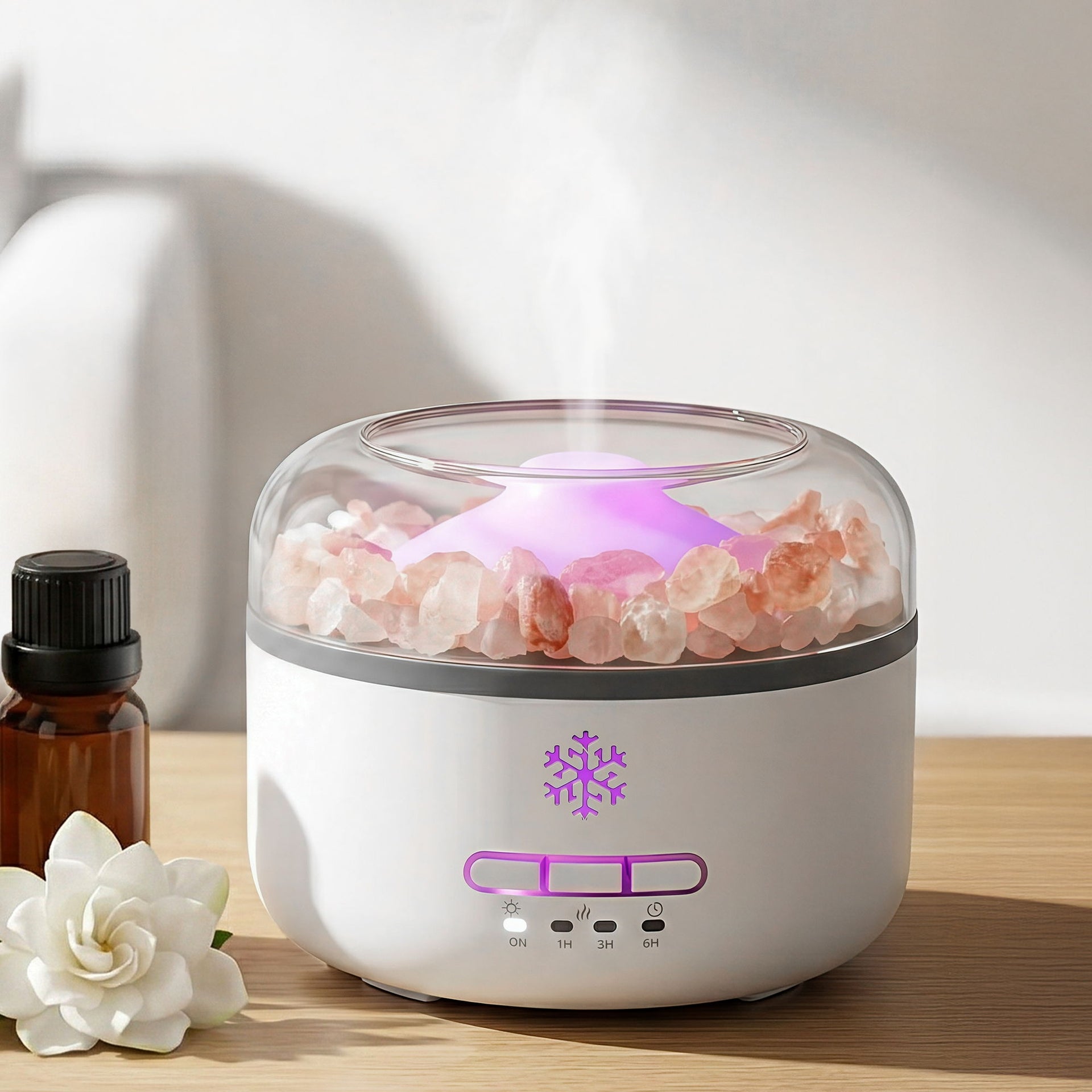 Devanti 150ml Salt Lamp Aroma Diffuser Ultrasonic Humidifier Purifier 7 LED Colors Awezingly