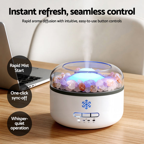Devanti 150ml Salt Lamp Aroma Diffuser Ultrasonic Humidifier Purifier 7 LED Colors Awezingly