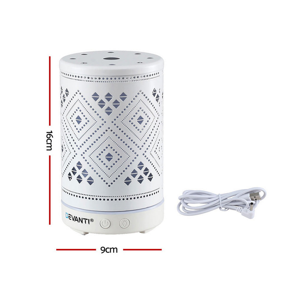 Devanti Ultrasonic Aroma Diffuser Aromatherapy 100ml LED Lights Iron Humidifier Forest Devanti