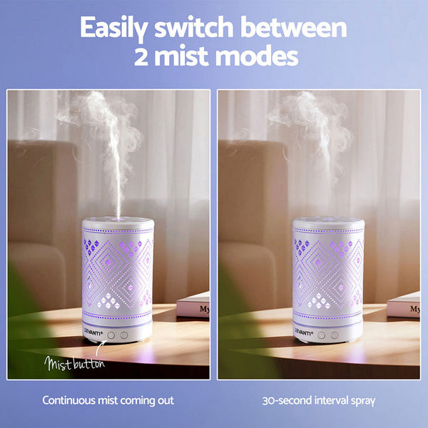 Devanti Ultrasonic Aroma Diffuser Aromatherapy 100ml LED Lights Iron Humidifier Forest Devanti