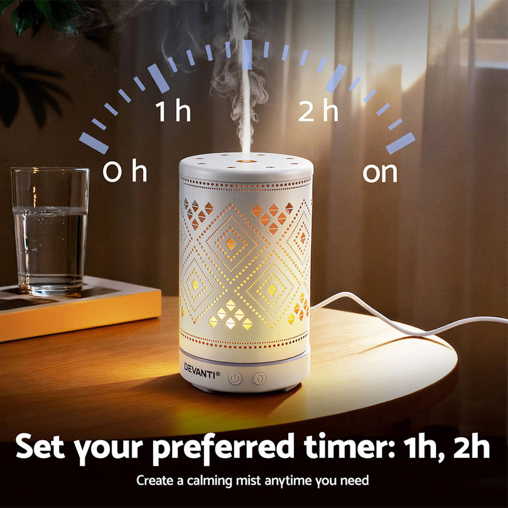 Devanti Ultrasonic Aroma Diffuser Aromatherapy 100ml LED Lights Iron Humidifier Forest Devanti