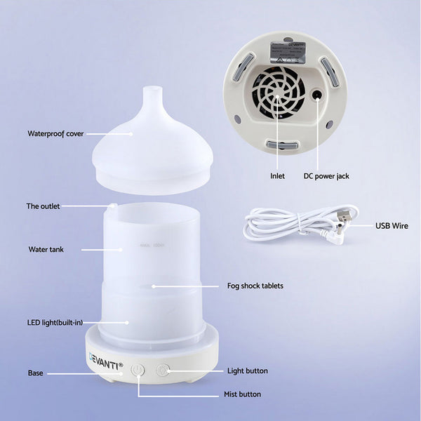 Devanti Ultrasonic Aroma Diffuser Aromatherapy 100ml LED Lights Iron Humidifier Forest Devanti