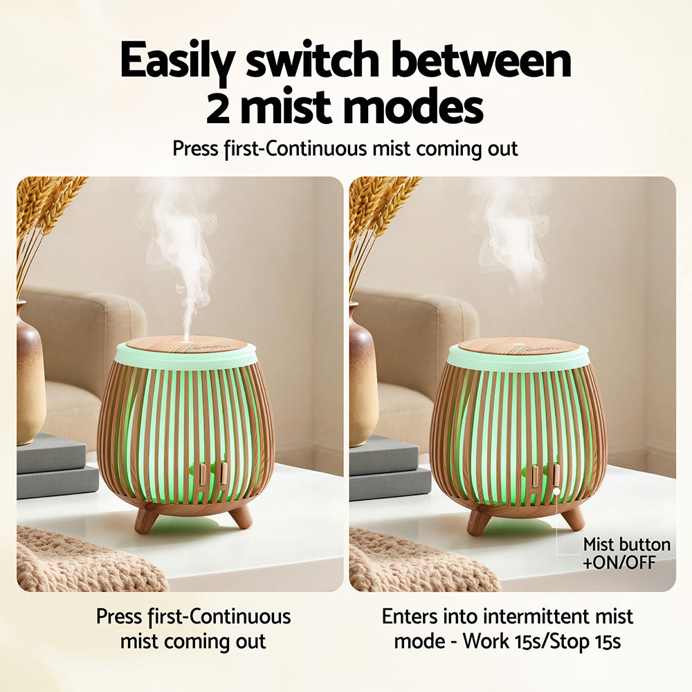 Devanti Ultrasonic Aroma Diffuser Aromatherapy 140ml LED Lights Iron Humidifier Forest Deep Wood Devanti