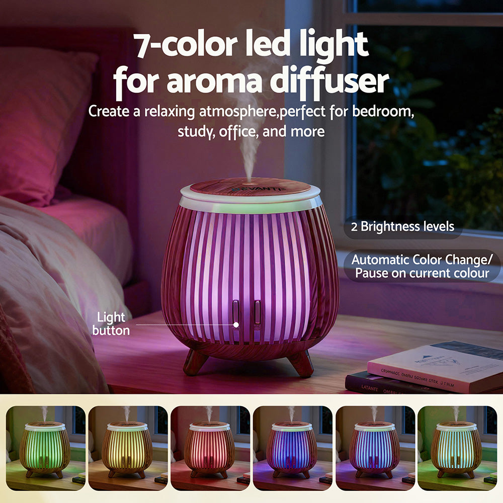 Devanti Ultrasonic Aroma Diffuser Aromatherapy 140ml LED Lights Iron Humidifier Forest Deep Wood Devanti