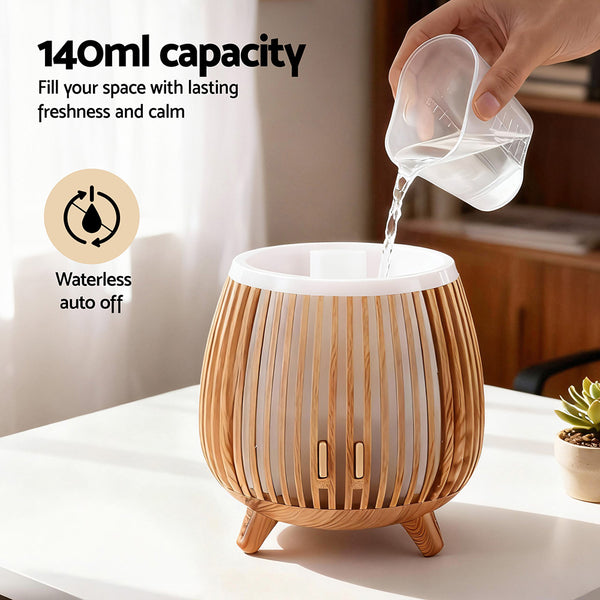 Devanti Ultrasonic Aroma Diffuser Aromatherapy 140ml LED Lights Iron Humidifier Forest Deep Wood Devanti
