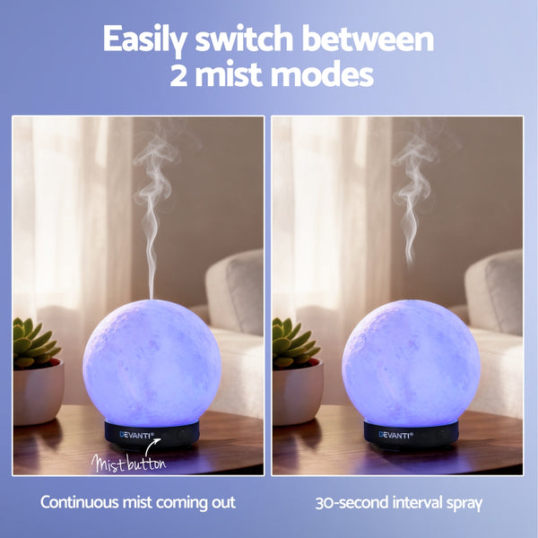 Devanti Ultrasonic Aroma Diffuser Aromatherapy Moon Lamp 100ml Devanti