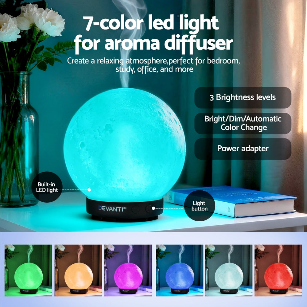Devanti Ultrasonic Aroma Diffuser Aromatherapy Moon Lamp 100ml Devanti